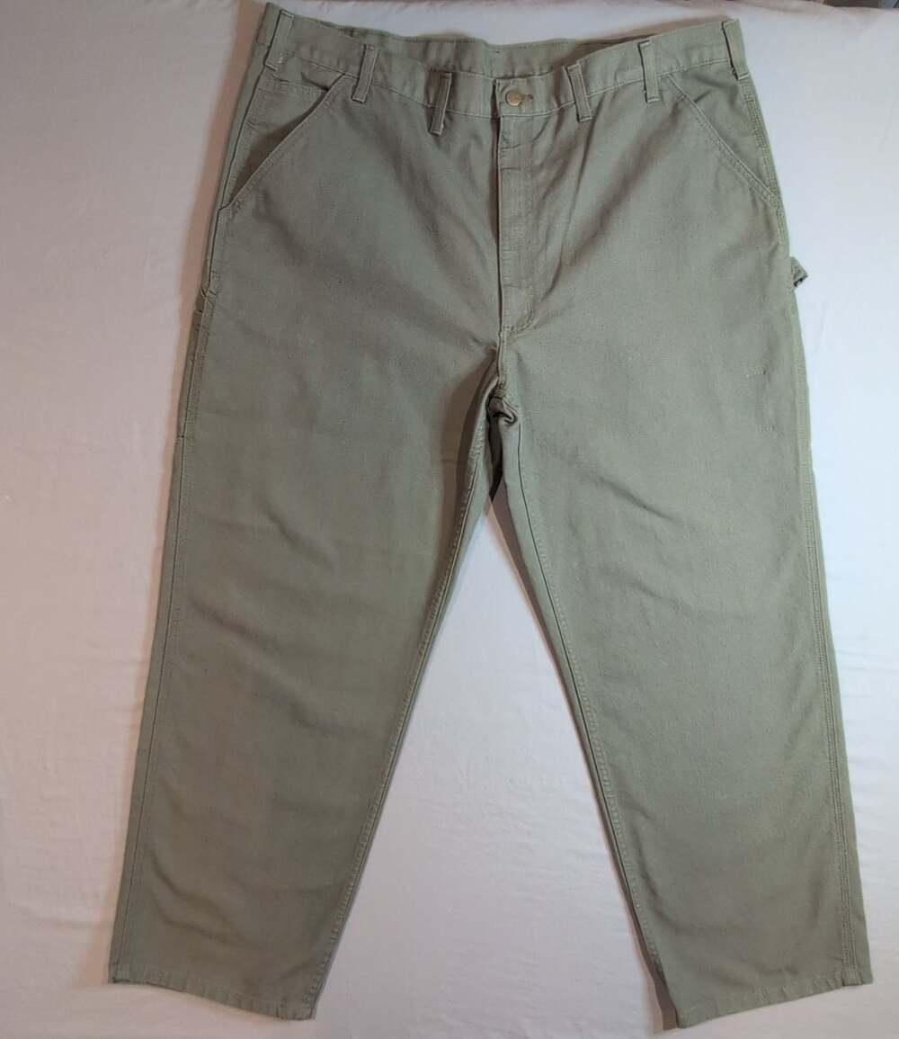 Carhartt B11 MOS Loose Fit Work Dungaree Size 44x32 Moss Green Canvas Carpenter